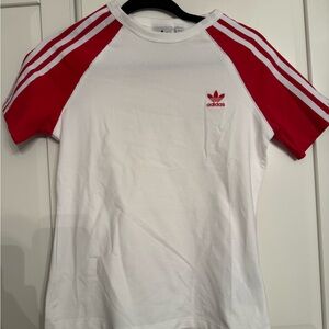 Adidas White Tee with Red Accents